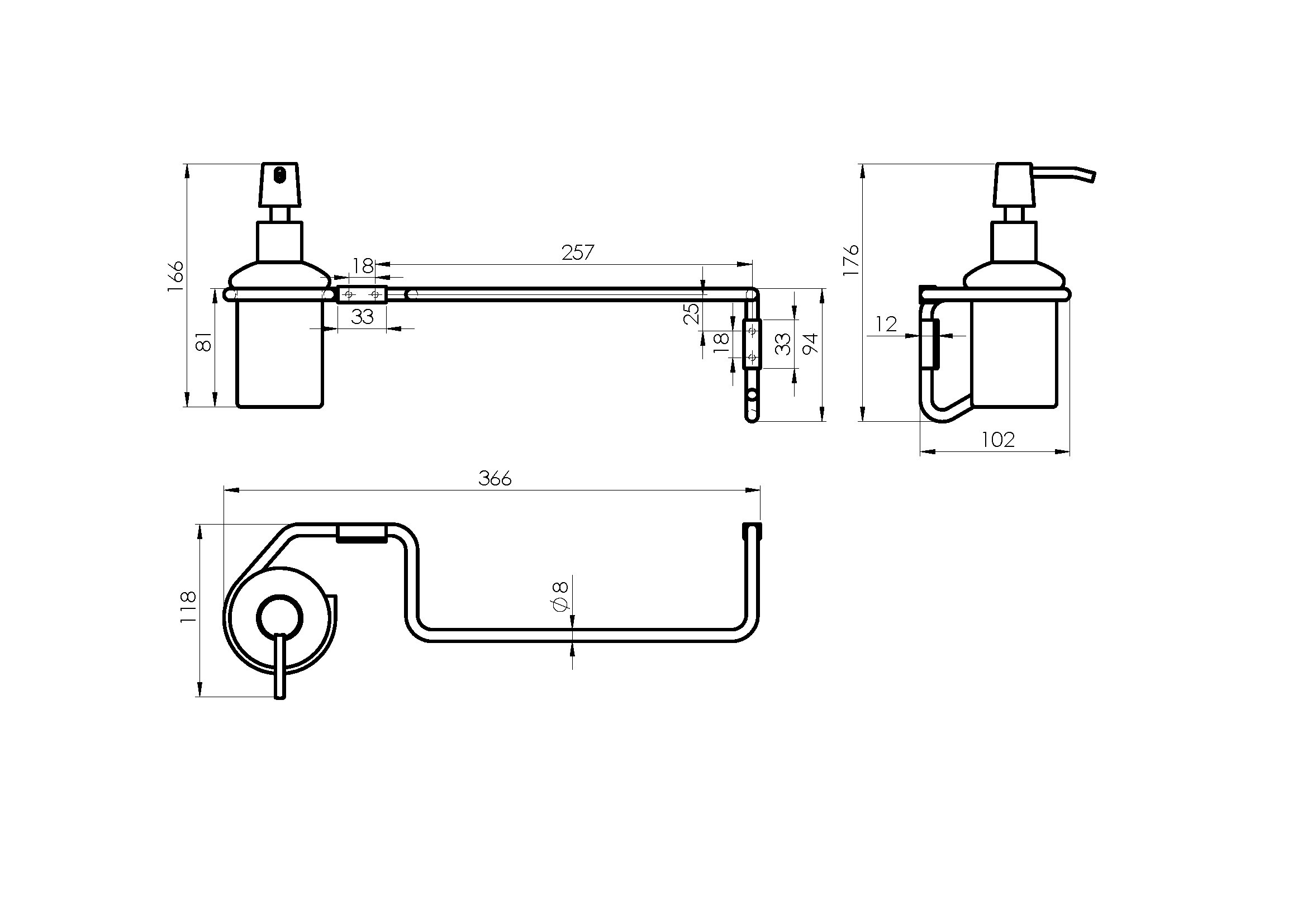 RUBINETA Koupelnová série MINI,  WC štětka (OLBA670110)
