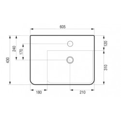 Umyvadlo PIENO - nástěnné i na desku 60,5×43×12,5 cm
