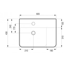 Umyvadlo PIENO - nástěnné i na desku 60,5×43×12,5 cm