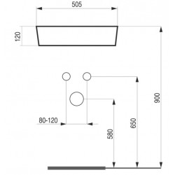 Umyvadlo na desku PIEGA 50,5×38,5×12 cm