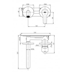 Podomítková umyvadlová baterie TORINO-1F set Černá