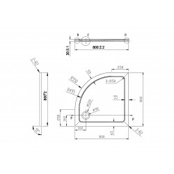 Čtvrtkruhová mramorová sprchová vanička VENETS 80 x 80 cm