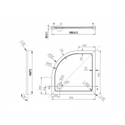 Čtvrtkruhová mramorová sprchová vanička VENETS
