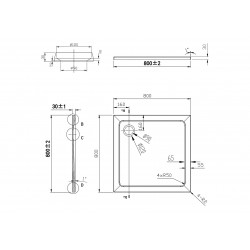 Čtvercová mramorová sprchová vanička VENETS
