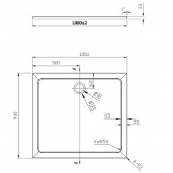 Obdelníková mramorová sprchová vanička VENETS