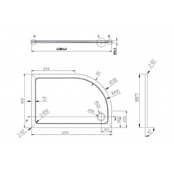 Asymetrická čtvrtkruhová sprchová vanička VENETS