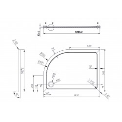 Asymetrická čtvrtkruhová sprchová vanička VENETS