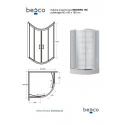 Štvrťkruhový sprchový kút MODERN 185.