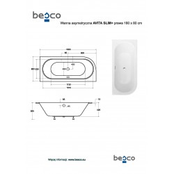 Asymetrická vana AVITA SLIM+