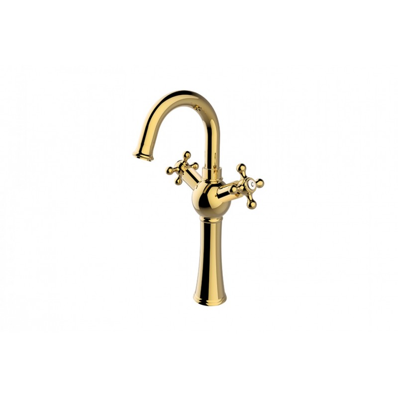 Vysoká stojánková umyvadlová baterie RETRO I Zlatá