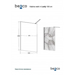 Walk-in bezdveřový a bezbariérový sprchový kout LEAFY s malovaným sklem