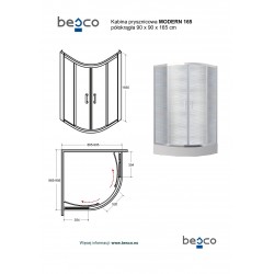 Štvrťkruhový sprchovací kút MODERN 165