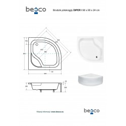 Štvrťkruhová sprchová vanička DIPER I