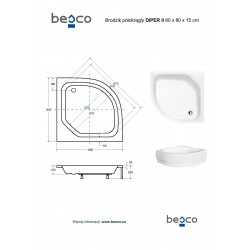 Čtvrtkruhová sprchová vanička DIPER II