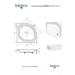 Čtvrtkruhová sprchová vanička DIPER II