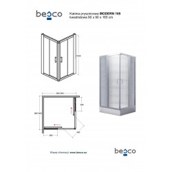 Čtvercový sprchový kout MODERN 165