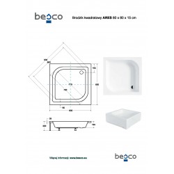 Štvorcová sprchová vanička ARES