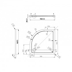 Čtvrtkruhová mramorová sprchová vanička VENETS