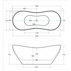 Volně stojící vana VIYA černá/bílá