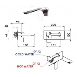 Podomítková umyvadlová baterie  ARNO 1514 - černá matná