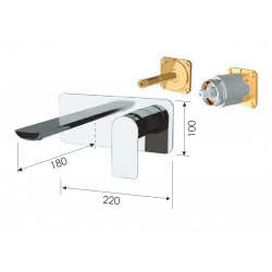 Podomítková umyvadlová baterie  ARNO 15KB08 - nikl broušený