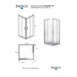 Štvorcový sprchovací kút MODERN BLACK 190