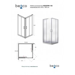 Štvorcový sprchovací kút MODERN BLACK 190