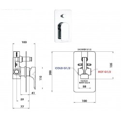 Podomietková sprchová batéria ARNO 0922 - zlatá brúsená matná
