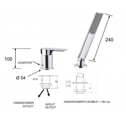 Dvouotvorová vanová baterie  ARNO 2737 - bílá matná