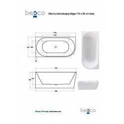 Volně stojící vana ZOYA Glam - zlatá