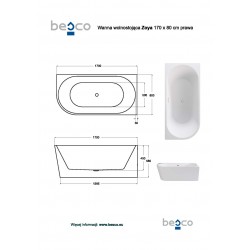 Volně stojící vana ZOYA Glam - zlatá