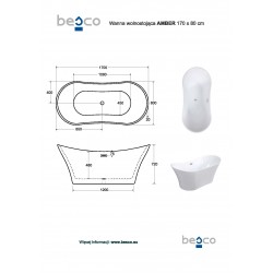 Volně stojící vana AMBER Glam - grafitová