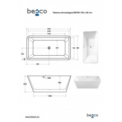 Volně stojící akrylátová vana EVITA GLAM