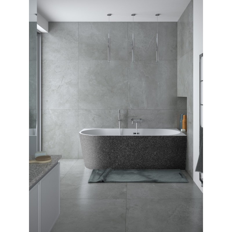 Volně stojící vana ZOYA GLAM, pro instalaci k průběžné stěně je vyrobena ze sanitárního kompozitu (akrylát)