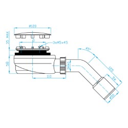 Sifon vaničkový, 90 mm, nerezová krytka