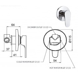Podomítková sprchová baterie  FONTI 3014 - černá matná