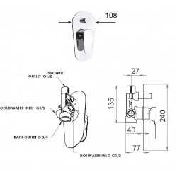 Podomítková baterie  FONTI 09L14 - černá matná