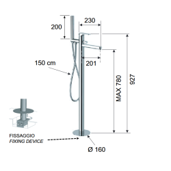 Stojanková vaňová batéria FONTI 0808 - nikel brúsený