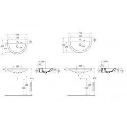 Nástěnné umyvadlo THIN 60x43 cm 