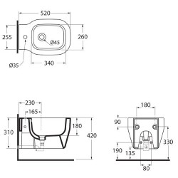 Závěsný bidet GLAZE 52x36 cm
