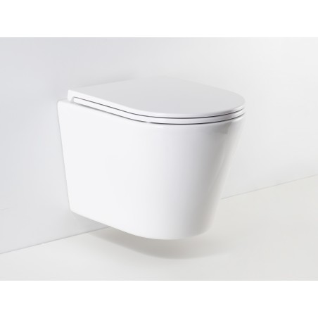 Závesné WC OVALE BASSO RIMLESS s FLAT WC doskou Soft-close