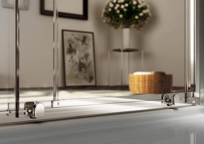 FORTE Obdélníkový kout MAYA KOMBI,  Barva rámu - Hliník leštěný, Rozměr A - 120 cm, Rozměr B - 90 cm, Směr zavírání - Univerzální Levé / Pravé, Výplň - Čiré bezpečnostní sklo - 6 mm (BLMA102CC+BL404CC)