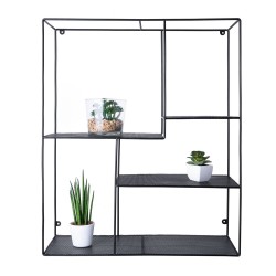 Nástěnná drátěná polička, 50x60x20 cm, černá barva