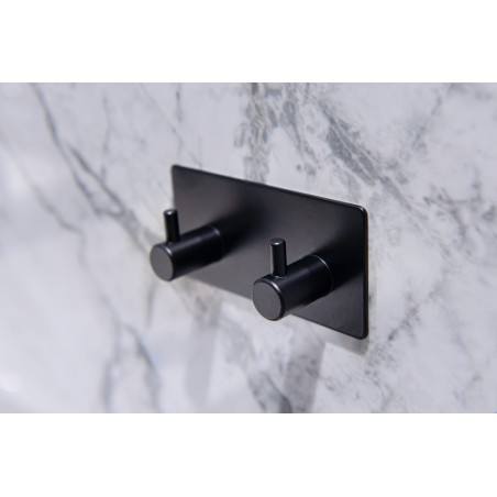 Věšák na stěnu na nalepení 3M, kov, černá barva