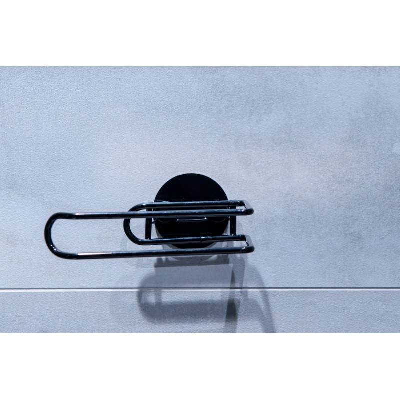 Drôtený držiak toaletného papiera na nalepenie 3M, čierna farba