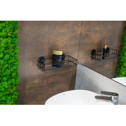 Drôtená polička na nalepenie 3M, čierna farba