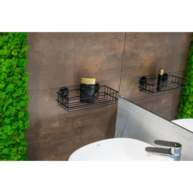 Drátěná polička na nalepení 3M, černá barva