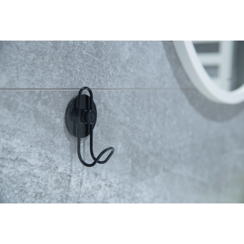 Drôtený vešiak na stenu na nalepenie 3M, čierna farba