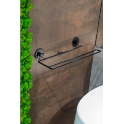 Drôtený držiak toaletného papiera na nalepenie 3M, čierna farba