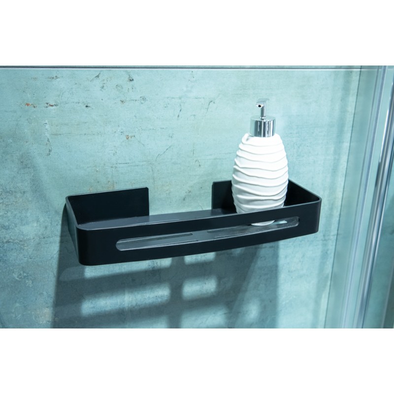 Kovová polička na nalepení 3M, 32x13x4,7 cm , černá barva